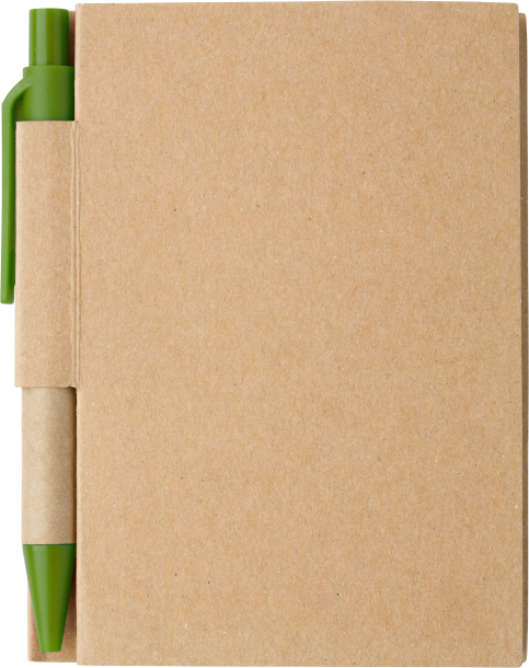 Cardboard notebook with ballpen