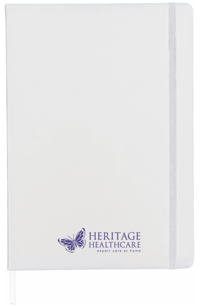 A4 White notebook with Heritage Healthcare logo