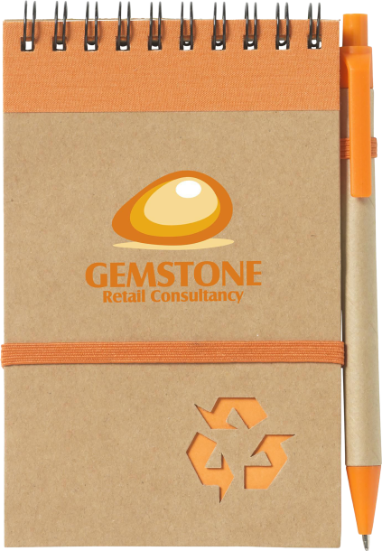 Recycled notebook and pen