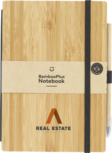 Bamboo notebook with inkless pen (approx A5)